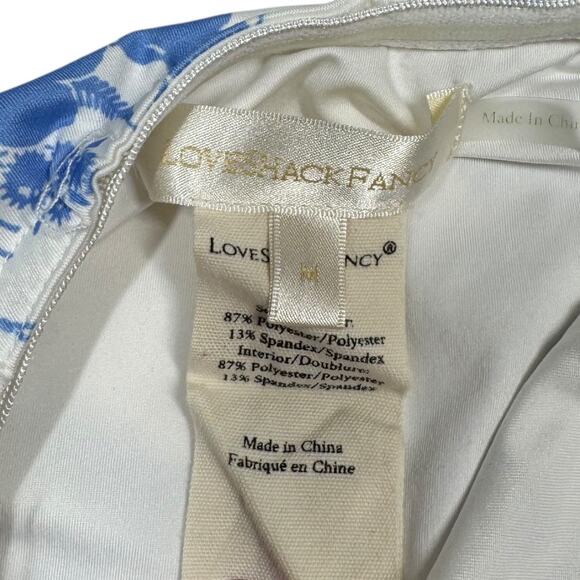 LoveShackFancy Baylor One Piece Swimsuit Medium Blue White Floral Bandeau - Picture 7 of 9